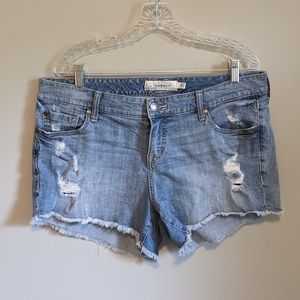 Torrid Light Wash Distressed Denim Shorts, size 14